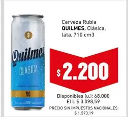 Quilmes - Cerveza Rubia, Clásica, lata