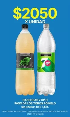 Paso de los Toros - Gaseosas 7 UP o  Pomelo
