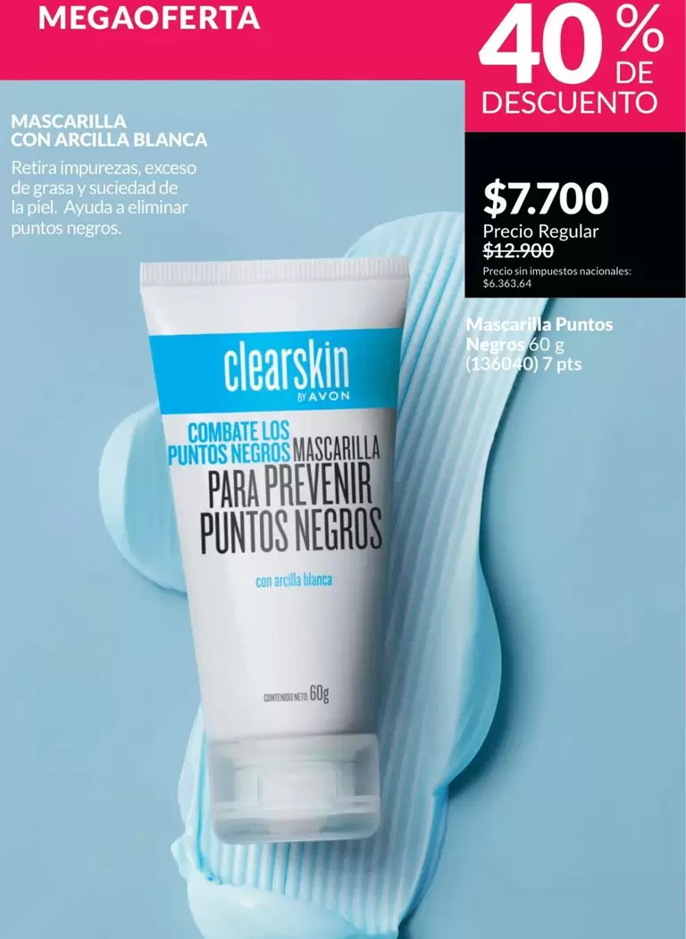 Blanca - Mascarilla con arcilla blanca para prevenir puntos negros