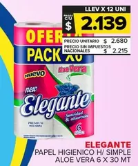 Elegante - PAPEL HIGIENICO H/SIMPLE ALOE VERA 6 X 30 MT