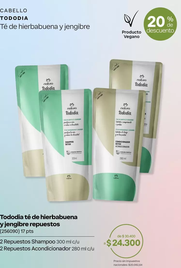 Natura - Tododia Té de hierbabuena y jengibre repuestos (256090)