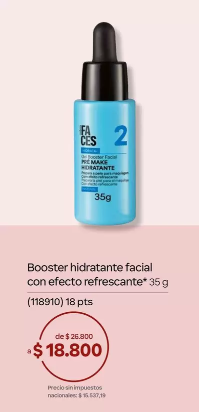 Efecto - Booster hidratante facial con efecto refrescante