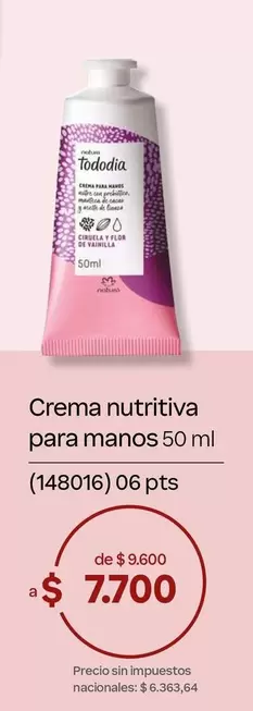 Crema nutritiva para manos 50 ml (148016)