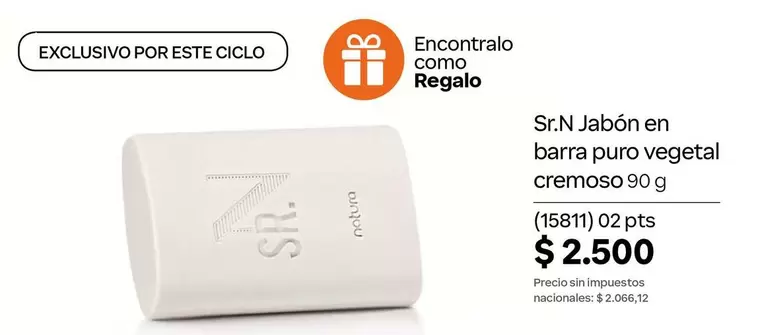 Pro - Sr.N Jabón en barra puro vegetal cremoso 90 g (15811) 02 pts