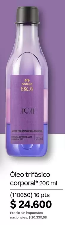 Natura - Óleo trifásico corporal* 200 ml