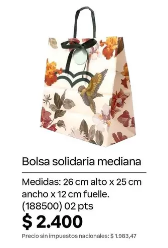 X$ - Bolsa solidaria mediana (188500) 02 pts