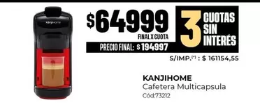 X$ - Cafetera Multicapsula Cód:73212