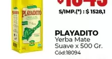 Playadito - Yerba Mate Suave x 500 Gr. Cód:18094