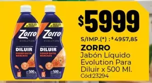 Zorro - Jabón Líquido Evolution Para Diluir x 500 Ml. Cód23294