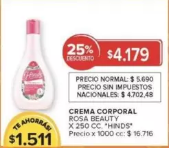 Hinds - CREMA CORPORAL ROSA BEAUTY