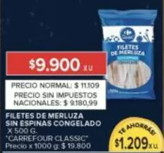 Carrefour - FILETES DE MERLUZA SIN ESPINAS CONGELADO