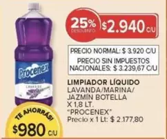 Procenex - LIMPIADOR LÍQUIDO LAVANDA/MARINA/JAZMÍN