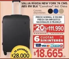 Carrefour - VALIJA RÍGIDA NEW YORK 74 CMS. ABS 8W BLK