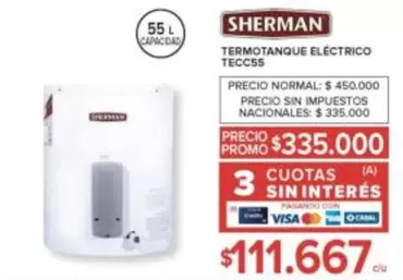 sherman - TERMOTANQUE ELÉCTRICO TECC55