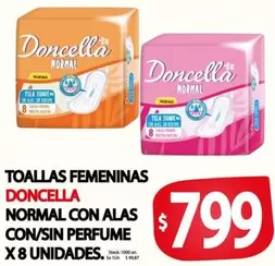 Doncella - TOALLAS FEMENINAS NORMAL CON ALAS CON/SIN PERFUME