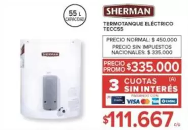sherman - TERMOTANQUE ELÉCTRICO TECC55
