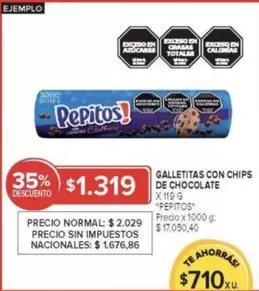 Pepitos - GALLETITAS CON CHIPS DE CHOCOLATE