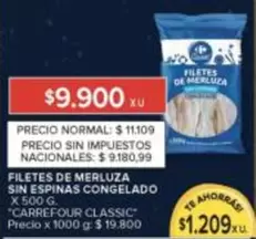 X$ - FILETES DE MERLUZA SIN ESPINAS CONGELADO