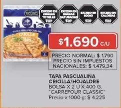 Carrefour - TAPA PASCUALINA CRIOLLA/HOJALDRE