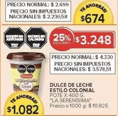 La Serenísima - DULCE DE LECHE ESTILO COLONIAL