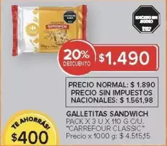 Carrefour - GALLETITAS SANDWICH