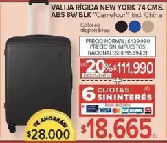 Carrefour - VALIJA RÍGIDA NEW YORK 74 CMS. ABS 8W BLK