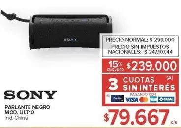 Sony - PARLANTE NEGRO MOD. ULT10