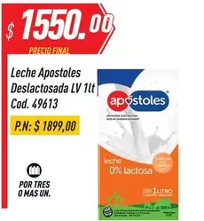 Mas - Leche Apostoles Deslactosada LV 1lt Cod. 49613