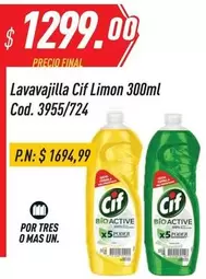 Cif - Lavavajilla Limon 300ml Cod. 3955/724