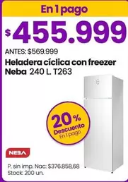 Neba - Heladera cíclica con freezer 240 L. T263