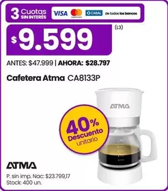Atma - Cafetera  CA8133P