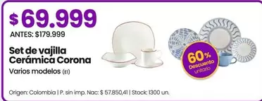 Corona - Set de vajilla Cerámica