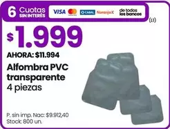 Alfombra PVC transparente 4 piezas