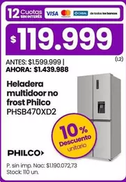 Philco - Heladera multidor no frost
