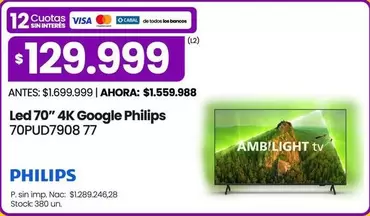 Philips - Led 70" 4K Google  70PUD7908 77