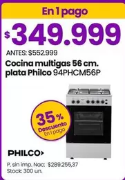 Philco - Cocina multigas 56 cm. plata 94PHCM56P