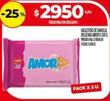 Amor - GALLETITAS DE VAINILLA RELLENAS AMOR X 330 G