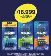 Gillette - PRESTOBARBA 3 EUC/SEN/SUA X 8U