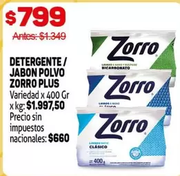 Zorro - DETERGENTE / JABON POLVO ZORRO PLUS