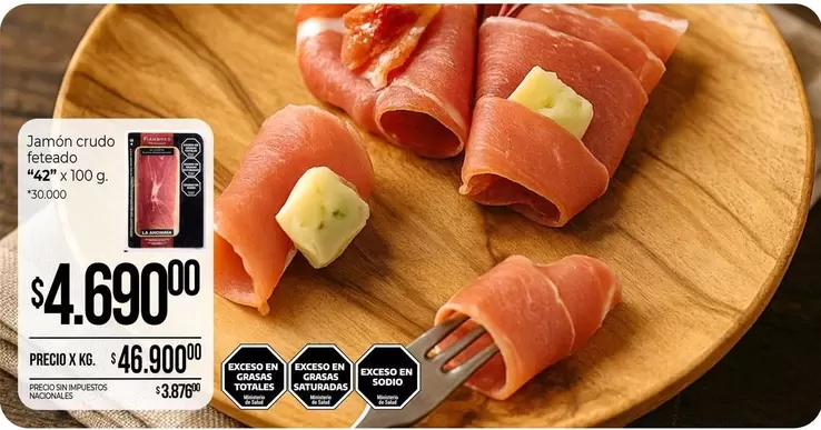 42 - Jamón crudo fetedado "" x 100 g