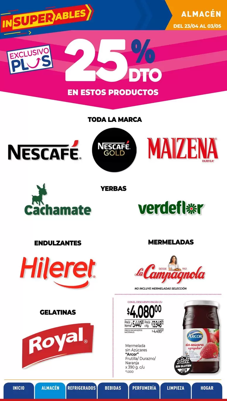 X$ - EN ESTOS PRODUCTOS