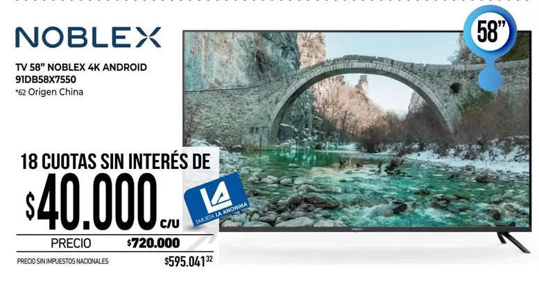 Noblex - TV 58" NOBLEX 4K ANDROID 91DBSX7550