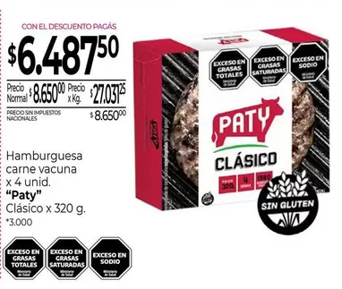 Paty - Hamburguesa carne vacuna