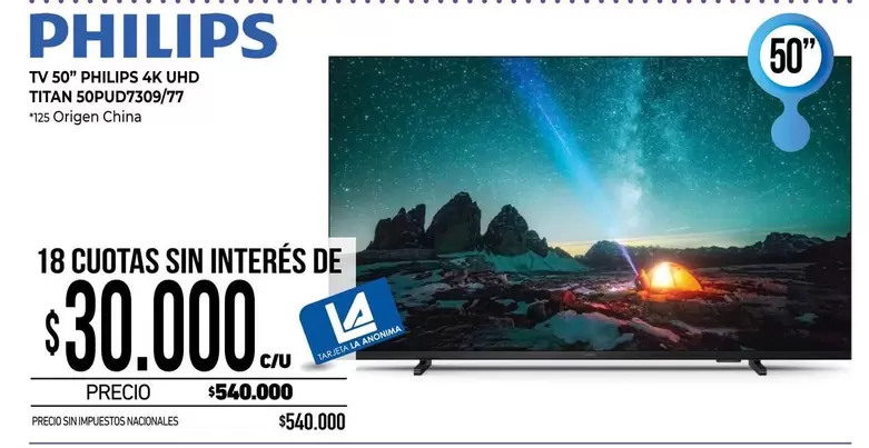 Philips - TV 50" PHILIPS 4K UHD TITAN 50PUT7309/77