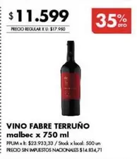 X$ - VINO FABRE TERRU
uevo malbec