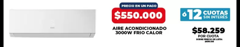 AIRE ACONDICIONADO 3000W FRIO CALOR