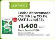 Cuisine - Leche descremada 1% UAT Sachet 1lt