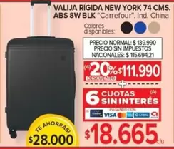 Carrefour - VALIJA RÍGIDA NEW YORK 74 CMS. ABS 8W BLK