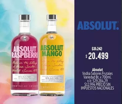 Absolut - Vodka Sabores Frutales