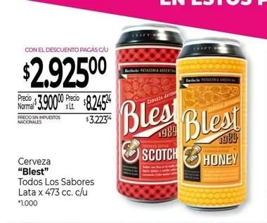 Bariloche - Cerveza "Blest" Todos Los Sabores Lata x 473 cc. c/u